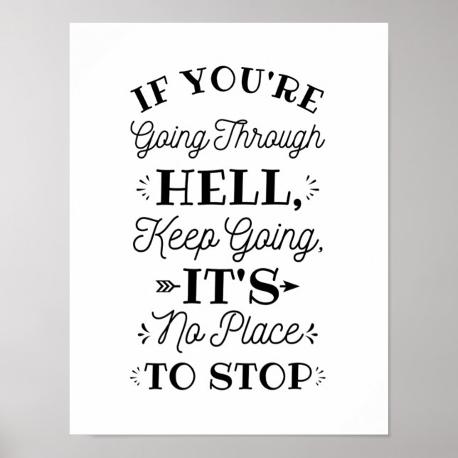 Póster Si estás atravesando el infierno - Motivar inspira (Frente)