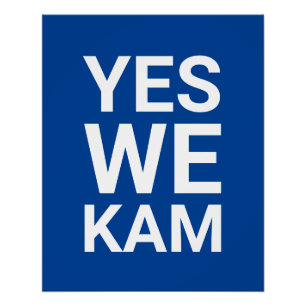 Póster Sí Kam tipografía moderna divertida azul blanco