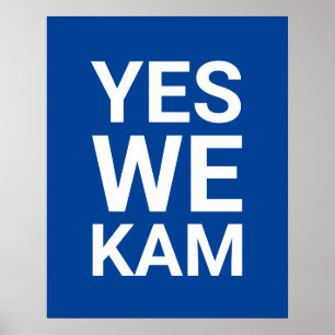 Póster Sí Kam tipografía moderna divertida azul blanco