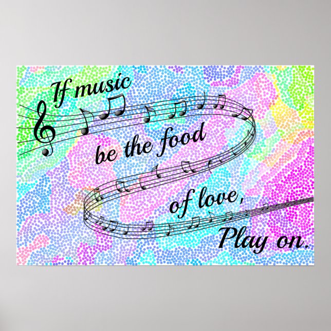 Póster "Si la música fuera la comida del amor" -Shakespea (Frente)