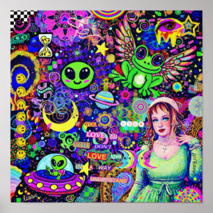 Póster Si Me Amas No Me Amas Rana Trippy Alien