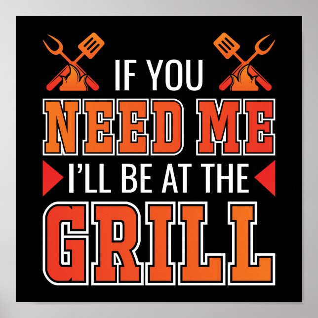 Póster Si Me Necesitas Estaré En El Grill (Frente)