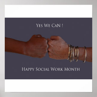 Póster Sí podemos, feliz mes de trabajo social