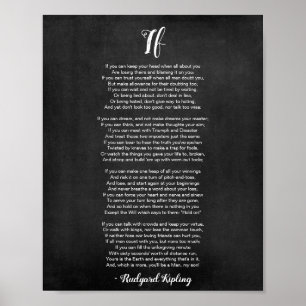 Póster Si poema de Rudyard Kipling Black and White Poster