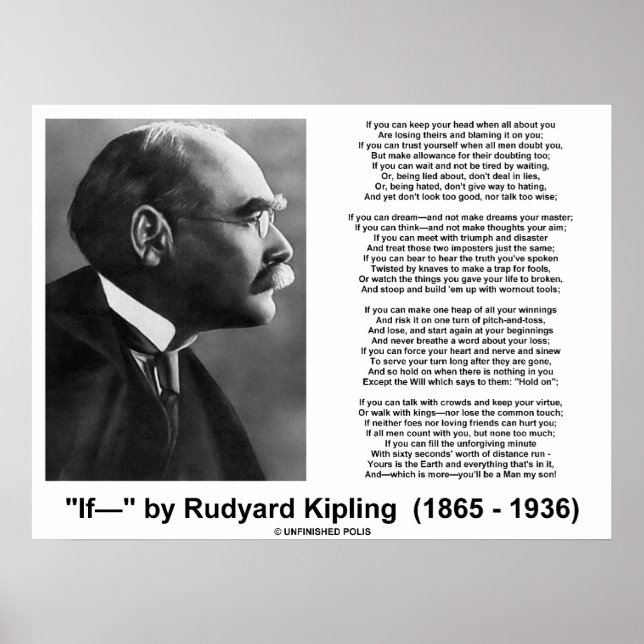 Póster Si Poema De Rudyard Kipling (Foto De Kipling) (Frente)