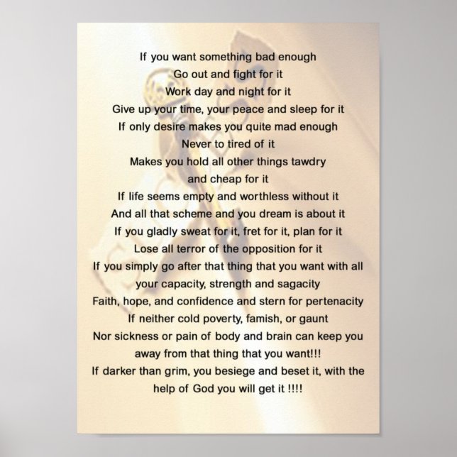 Póster Si quieres algo bastante malo - Motivación (Frente)