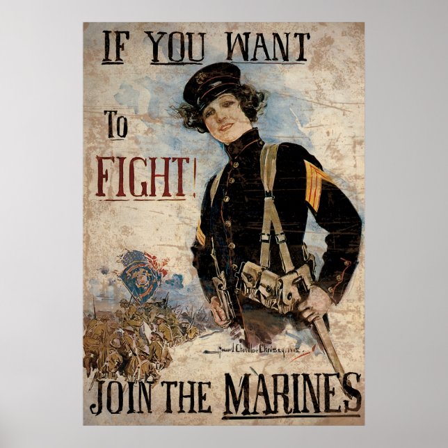 Póster Si Quieres Luchar Para Unirte A Los Marines (Frente)