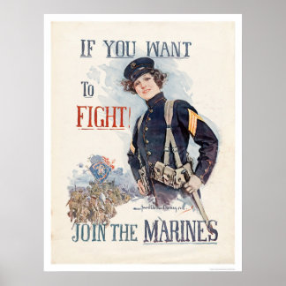 Póster Si quieres luchar, únete a los marines
