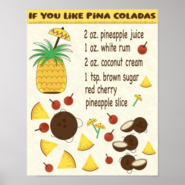 Póster Si te gusta la receta de Pina Coladas (Frente)