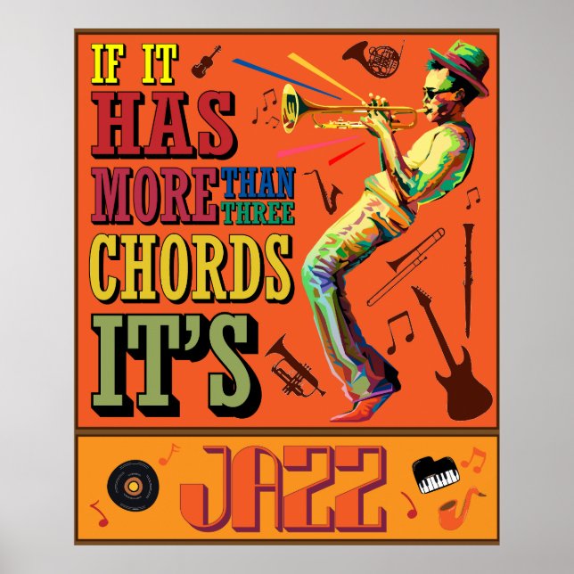 Póster Si tiene más de tres acordes es el jazz (Frente)