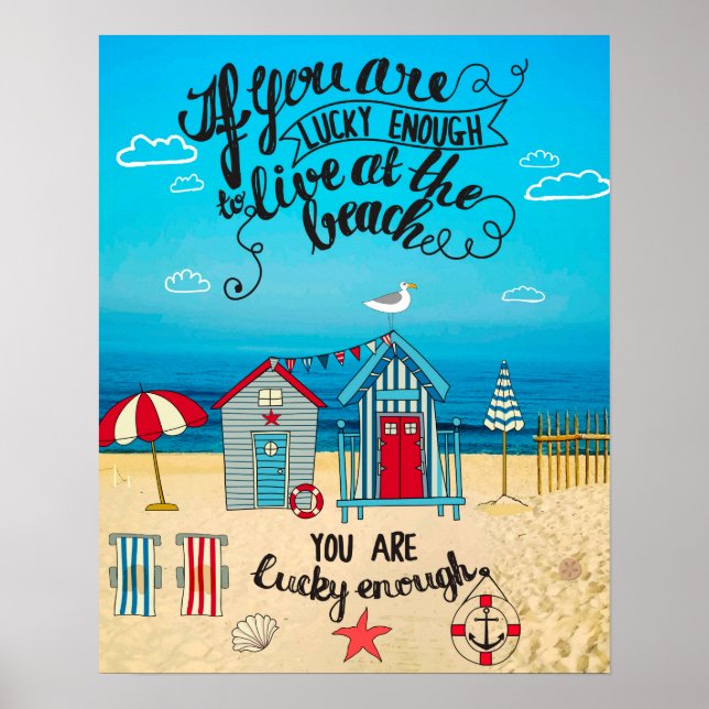 Póster Si Tienes Suficiente Suerte| Script Beach Cita (Frente)