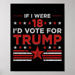 Póster Si tuviera 18 años votaría por Trump Divertido Pro