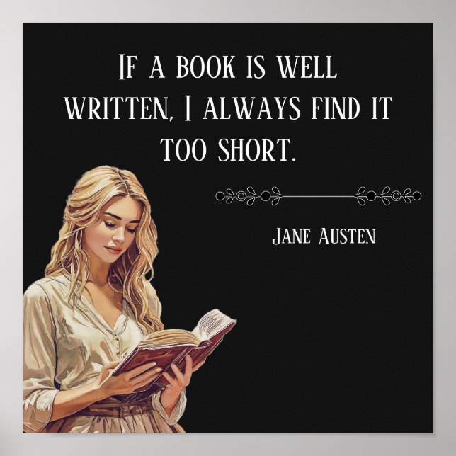 Póster Si un libro está bien escrito .. cita de Jane Aust (Frente)