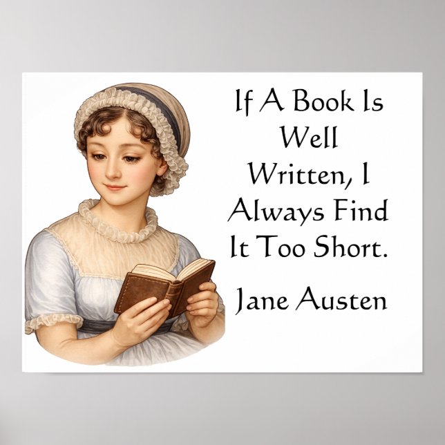 Póster Si un libro está bien escrito, . Jane Austen (Frente)