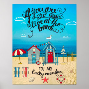Póster Si usted es cita afortunada de la playa de la
