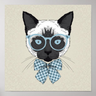 Póster Siamese Cat Fashion Smart