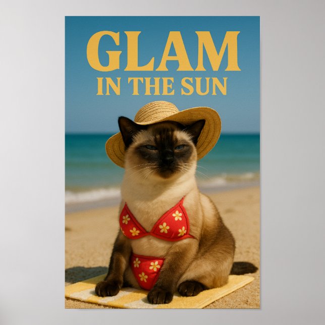Póster Siamese Cat is glam in the sun (Frente)