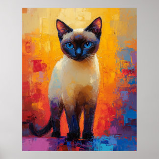 Póster Siamese in Colorstorm - Expressive Impressionist C