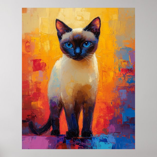 Póster Siamese in Colorstorm - Expressive Impressionist C (Frente)