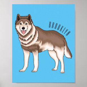Póster Siberian husky cartoon illustration