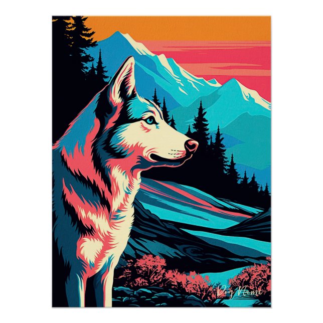 Póster Siberian Husky Dog 003 - Bruno Pokopen (Anverso)