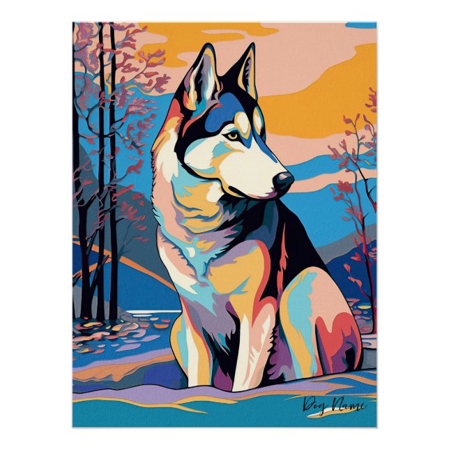 Póster Siberian Husky Dog 004 - Bruno Pokopen (Anverso)
