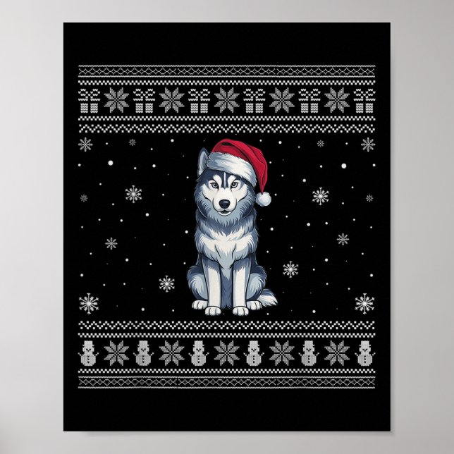 Póster Siberian Husky Dog Lovers Men Women Santa Ugly Xma (Frente)
