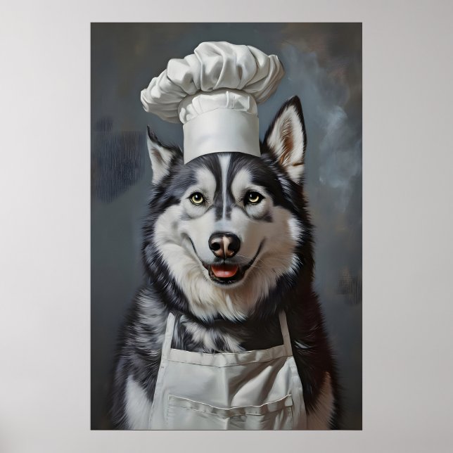 Póster Siberian Husky In Chefs Hat Poster, Pet Poster (Frente)
