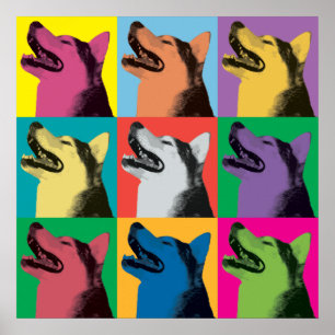 Póster Siberian Husky Pop-Art Ornament