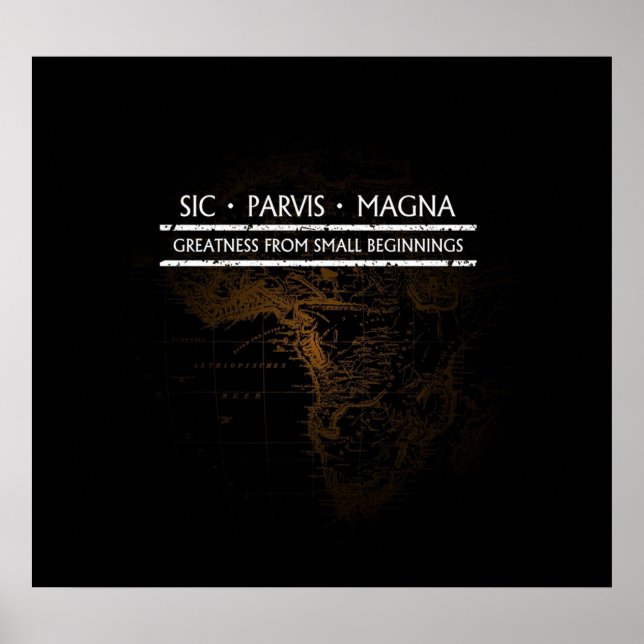 Póster SIC PARVIS MAGNA negro sin cartografiar (Frente)