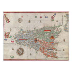 Póster Sicilia Italia Manuscrito Atlas Vintage Map