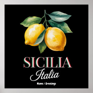 Póster Sicilia Italia Orgullosos Limones Italianos Fresco