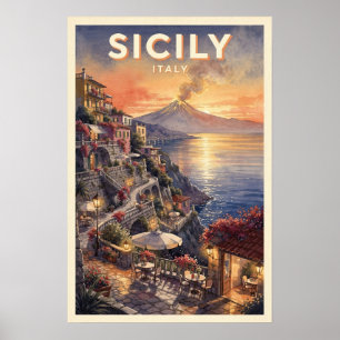 Póster Sicilia Italia Viajes Antiguos