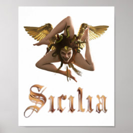 Póster Sicilia / Medusa siciliana Trinacria 