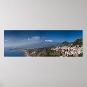 Póster Sicilia - Taormina delante del poster del Etna