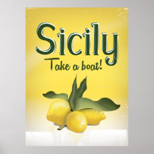 Póster Sicilia - tome un poster del viaje del limón del