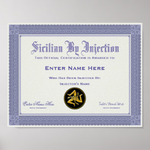 Póster Siciliano Por Funny De Certificación De Inyección