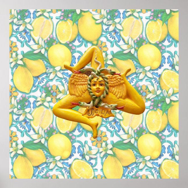 Póster Siciliano Trinacria Orgullo italiano regalo de lim (Frente)