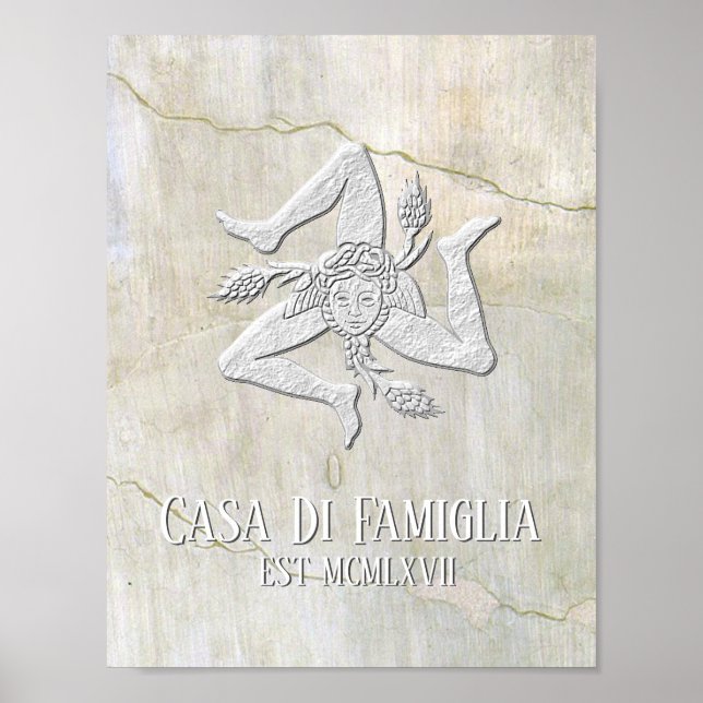 Póster Siciliano Trinacria Tu Texto (Frente)