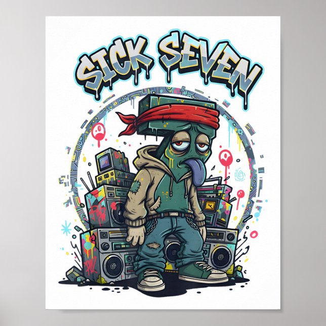 Póster Sick Seven 67 Graffiti Meme Seis Siete Diversión C (Frente)