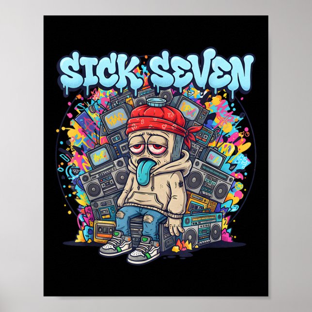 Póster Sick Seven 67 Graffiti Meme Seis Siete Diversión C (Frente)