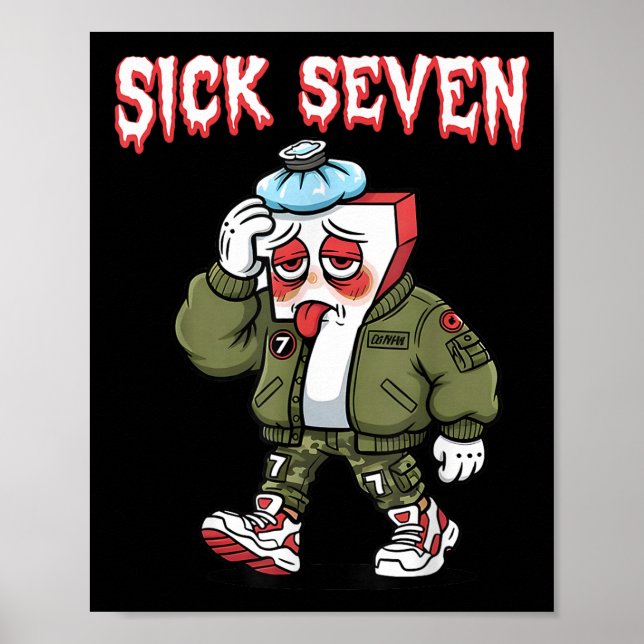 Póster Sick Seven 67 Meme Divertido Gen Alpha Argot Brain (Frente)