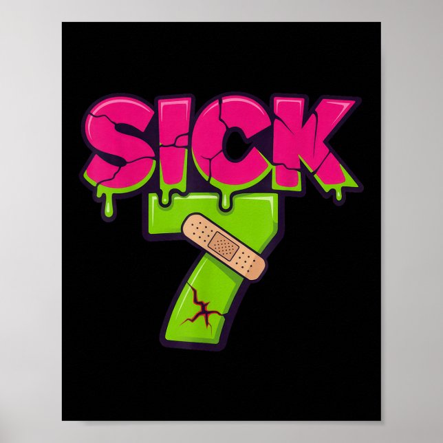 Póster Sick Seven Meme Tee Six Seven Fun Wordplay Drip  (Frente)