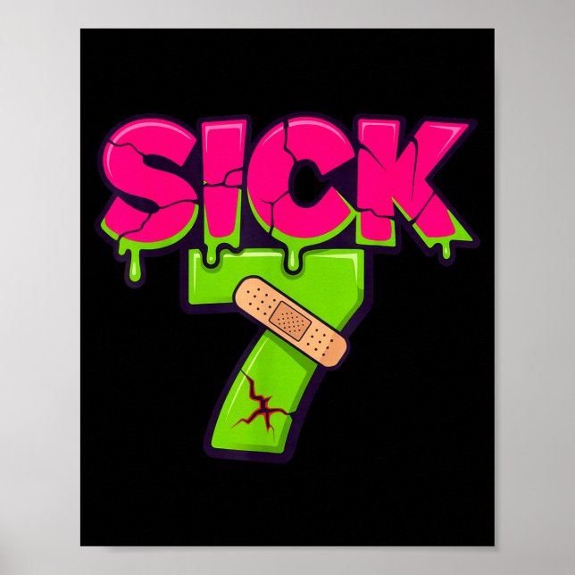 Póster Sick Seven Meme Tee Six Seven Fun Wordplay Drip  (Frente)