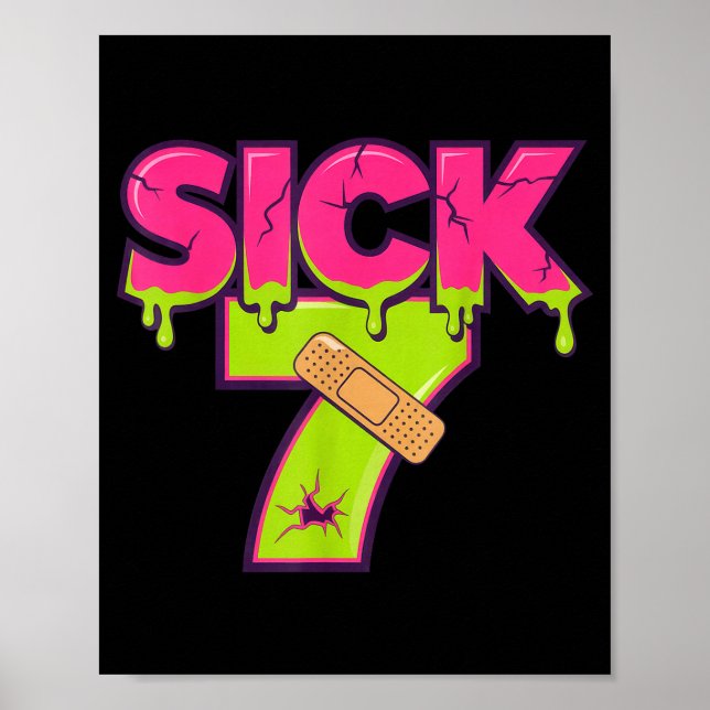Póster Sick Seven Meme Tee Six Seven Fun Wordplay Drip  (Frente)
