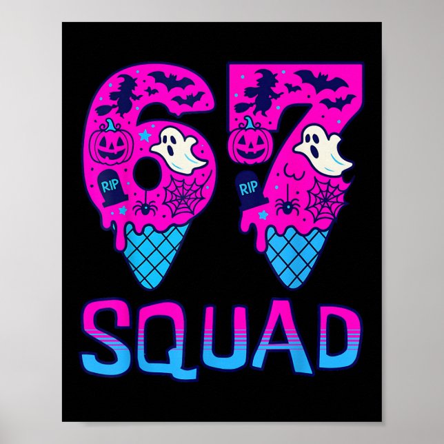 Póster Sick Seven Meme Tee Six Seven Funny 67 Halloween S (Frente)
