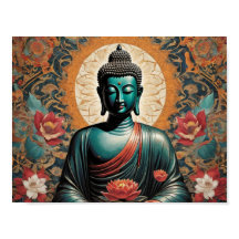 Siddarta Gautama Buddha en meditación con flores