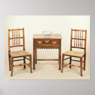 Póster Side table and pair of spindle back chairs