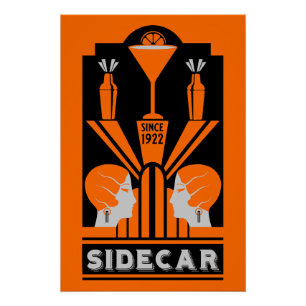 Póster Sidecar Cocktail Art Deco