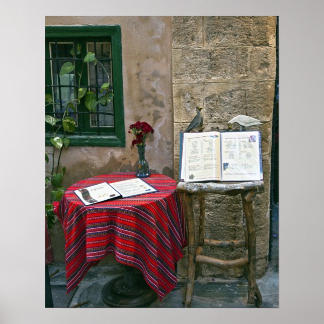 Póster Sidewalk cafe, Chania, Crete, Greece (Frente)